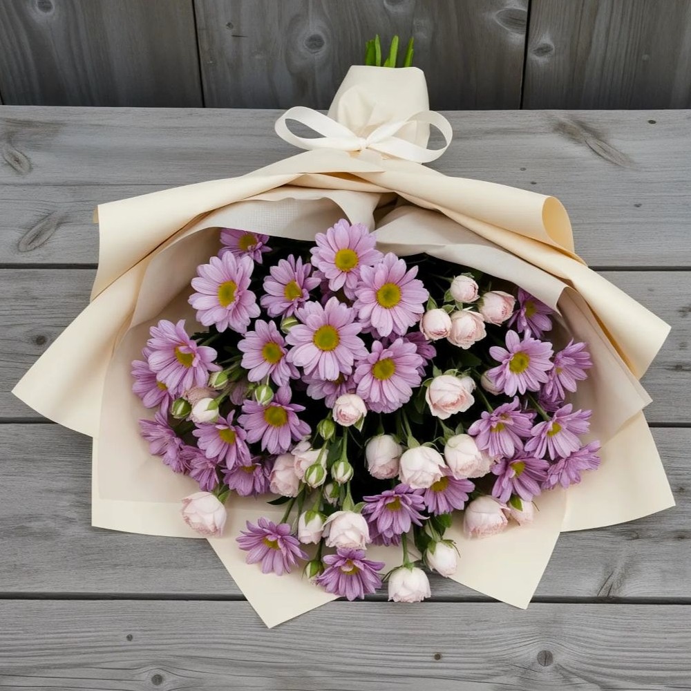 Букет цветов из: Розы и Хризантемы в Снежинске