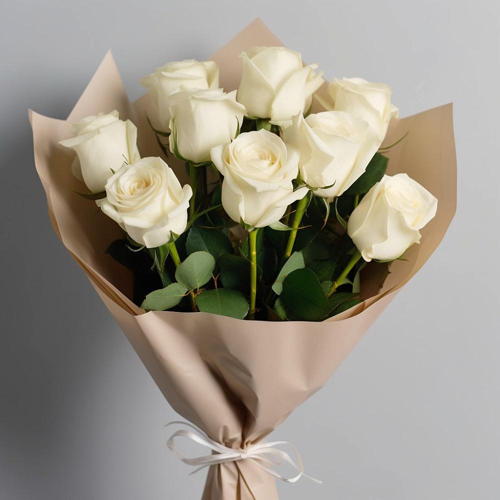 Букет 9 Белых роз Эдлесс Лав в Снежинске