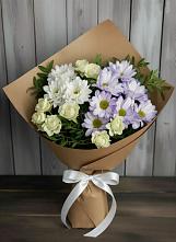 Букет цветов из:  Хризантемы и Розы в Снежинске