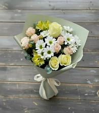 Букет цветов из:  Альстромерии, Розы и Хризантемы в Снежинске