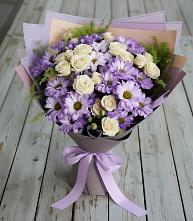 Букет цветов из:  Хризантемы и Розы в Снежинске